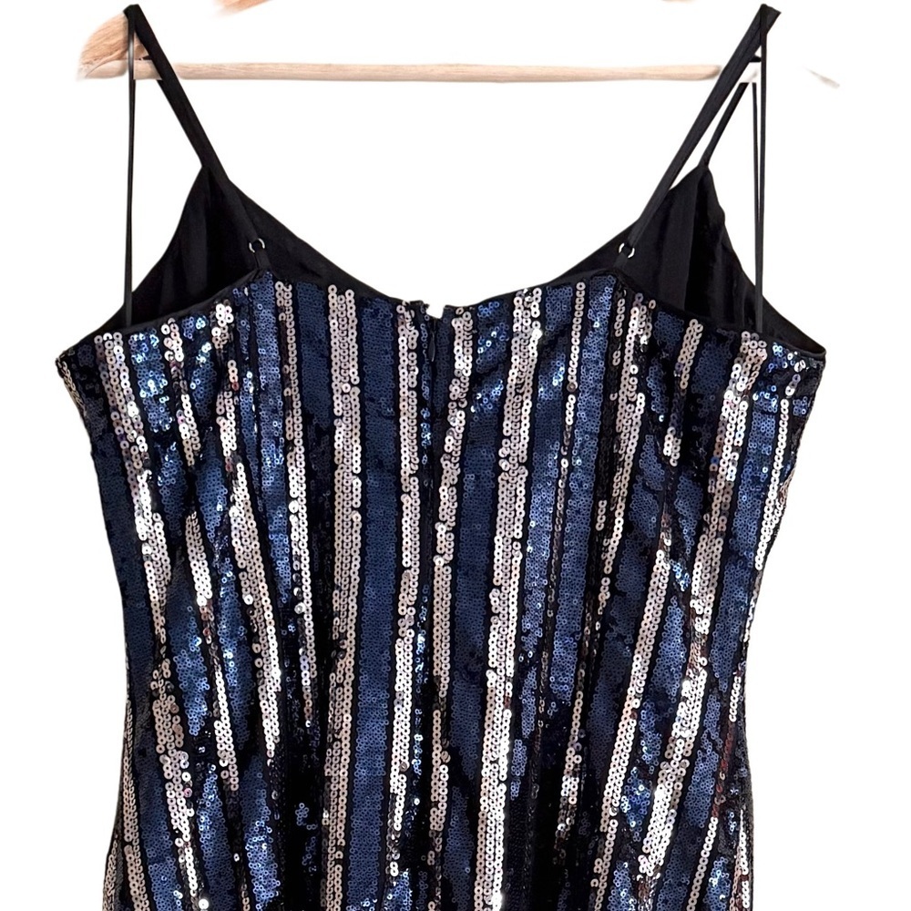 ANTHROPOLOGIE Maeve Sequins Bling Cocktail Party Striped Midi Dress Sz M/P NWT - Picture 9 of 12